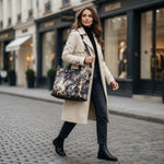 Adrienne Vittadini Large Travel Tote Bag Mystic Fantasy Print Shoulder Strap Bag