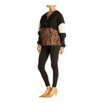 ZARA Womens Hoodie S Black White Leopard Print Colorblock Long Sleeve Sweater