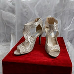 Touch Ups Margot Gold Beige Perforated Heeled Sandals Women’s Size 8.5