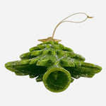 New Year Tree Green Gold Glittering Christmas Ornament 5.5" Resin Vintage VG