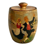 Vintage Norwegian Hand Painted Wooden Lidded Pot Treenware Enamel 4" Norway G