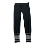 F&F Women's Black Silver Ornament Leggings M Nylon Spandex Stretch Activewear VG