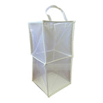 White Collapsible Mesh Laundry Hamper Foldable Polyester Bag with Handles VG