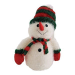 Tall Snowman Glossy Knitted Plush Figurine 13.5"x9.5" White Red Green Xmas VG