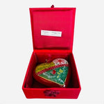 Vintage Pier 1 Li Bien Hand Painted Heart Glass Ornament 4.5" Mouth Blown NIB