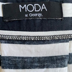 Moda at George Black White Striped Midi Skirt UK 10 US 8 Cotton Ruffled Good