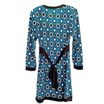 Amisu 3/4 Sleeve Tunic Dress XS/S Abstract Pattern Stretch Spandex Blue Green VG
