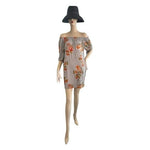 Speed Control NY Women's Off Shoulder Floral Stripe Mini Dress S Knot Sleeve EXC