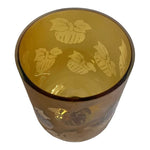 Vintage Amber Vase Frosted Glass Bow Pumpkin Pattern Lamp Bohemian Candle Holder