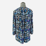 NYDJ Multicolor Abstract Print Blouse Women Sz M 3/4 Sleeve Polyester Shirt EXC