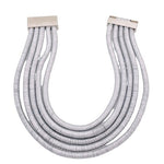 Fashion Silver Tone Multi Layered Magnet Lock Choker Necklace Women 16" EXC