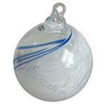 Kosta Boda White Blue Swirl Glass Ball Ornament 3.5" Hand Blown Christmas NIB