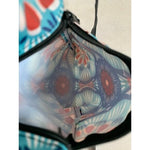 Mini Pocket Bag Blue Red Floral Nylon Wetbag Front Badge Strap VG
