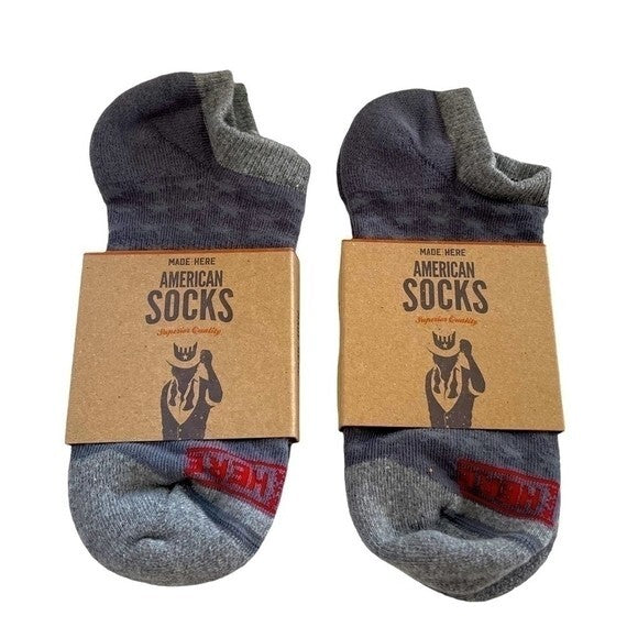 2x NWT MADE HERE Spangle No Show Grey Unisex Cotton Socks Sz S/M Made in USA