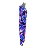 C&C Studio Royal Blue Pink Floral Print 100% Polyester Belted Zip Front Jumpsuit