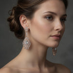 Rose Gold White Crystal Teardrop Dangle Earrings Fashion Jewelry NWOT
