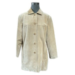 CHEROKEE Women Beige Suede Leather Jacket Button Front Coat Size 16W