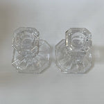 Mikasa Edinburgh Crystal Candlesticks Set of 2 Art Deco Slovenia 3" Taper Holder