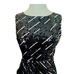 Alice Olivia Silk Sequin Sheath Dress Black Keyhole Back Size S