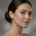 Round Crystal Clear Stud Earrings Classic Sparkle Jewelry NWOT