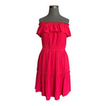 TOMMY BAHAMA Womens Dress S Fuchsia Pink Off Shoulder Ruffle Mini Rayon Modal