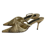 Vintage VERDECCHIA & MAINQUA Gold Snakeskin Leather Mules EU35 US5.5