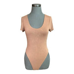 BAR III Brown Rayon Spandex Stretch Short Sleeve Body-Con Bodysuit Womens Sz M
