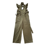 EN SAISON Essie Women's Army Green Ruffled Jumpsuit Size L Cotton Wide Leg NWT