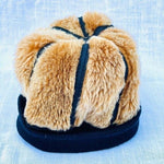 Women’s Genuine Leather Fur Beanie Winter Hat Brown Black Excellent One Size