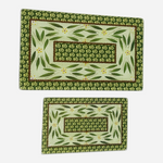 Vintage Temptations by Tara Old World Green Glass Trivets Set of 2 Hot Plate EXC