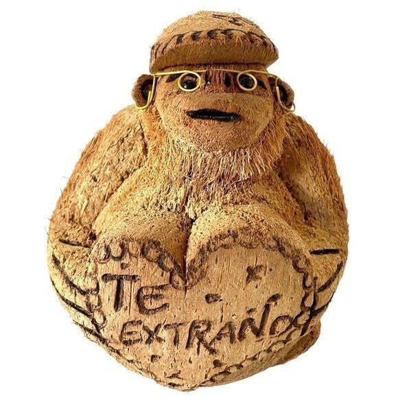 Monkey in Love Punta Cana Coconut Souvenir 6.5" Handcrafted Caribbean Figurine