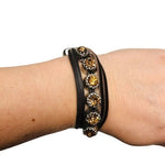 Yellow Crystal Leather Bracelet Paris Fashion Jewelry Charm Style NWOT