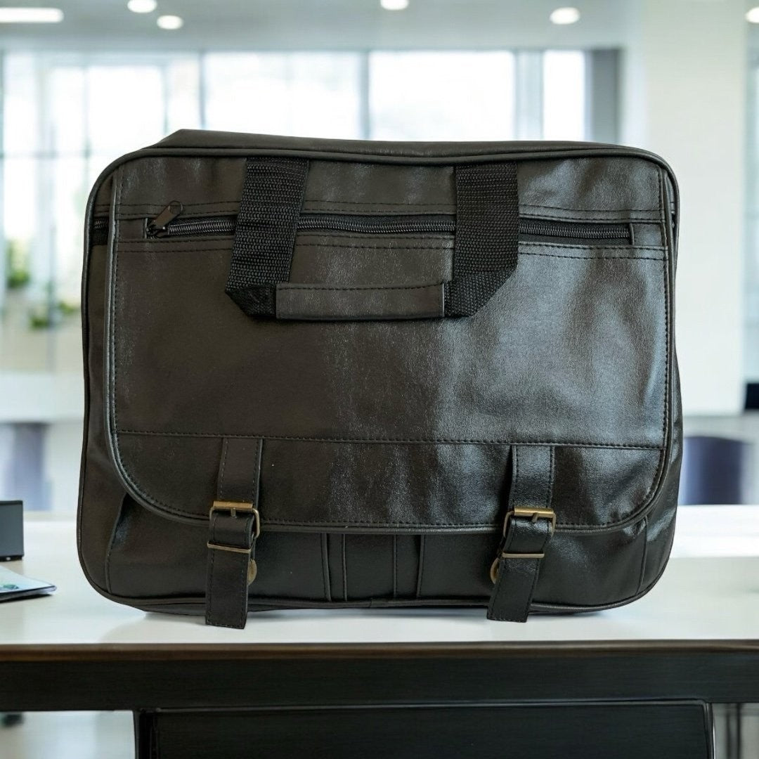 Men's Briefcase Black Leatherette Travel Bag Laptop Bag Waterproof Messenger Bag