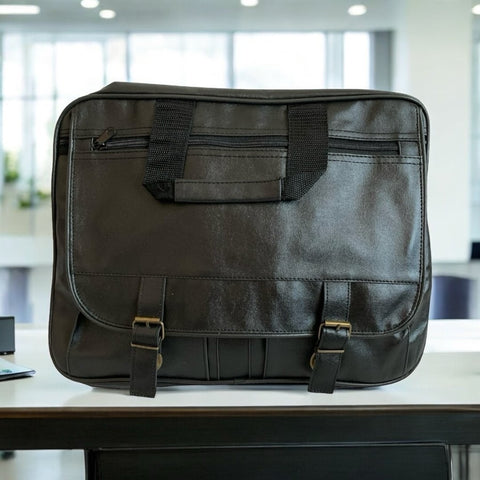 Men's Briefcase Black Leatherette Travel Bag Laptop Bag Waterproof Messenger Bag