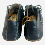 Men’s Navy Blue Perforated Leather Lace-Up Loafers Moccasins Size 42 Italy