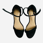 ALDO Black Suede Leather Open Toe Ankle Strap Heels Women’s Size 8.5