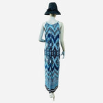 Enfocus Studio Women Maxi Dress 6 Emerald Print Blue Green White Boho Sleeveless