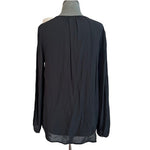 OLD NAVY Womens Top M Black Loose Fit Blouse Long Sleeve V Neck Viscose NWOT