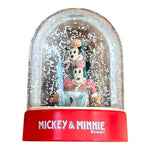 Vintage Disney Mickey Minnie Mouse Crystal Snow Globe Red Base Collectible Rare