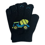 N'ice Caps Boys Magic Stretch Gloves 2-Pack Black Blue Truck Design One Size NWT