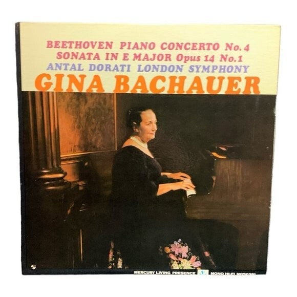 LP Gina Bachauer - Piano Concerto No. 4, Sonata In E Major Opus 14 No. 1