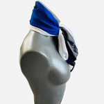 Designer Blue Black White Blocks Framed Silk Scarf 72"x28" Neckerchief Wrap VG