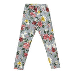 Old Navy Women's Floral Leggings L Grey Purple White Full Length Stretch G+