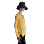 ZARA Women's Yellow V-Neck Knit Sweater Size M Long Sleeve Elastic Hem Pullover