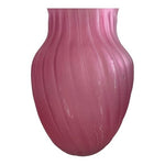 Matte Pink Ribbed Glass Vase 8" Tall Floral Display Vintage Style