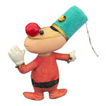 Vintage Felt Flocked Clown Jester Figurine Christmas Ornament 5" Rare Good