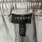 WHBM WKND Women's Silver Gray Satin Cargo Joggers 6 Athletic Pants Pockets VG