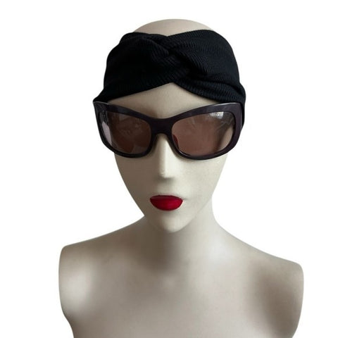 Womens Extra Wide Black Headband Turban Knotted Bandana Boho Hair Accessory NWOT