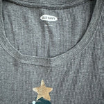 Old Navy Essential Rib Knit Long Sleeve Xmas Tree Shirt Gray Women L