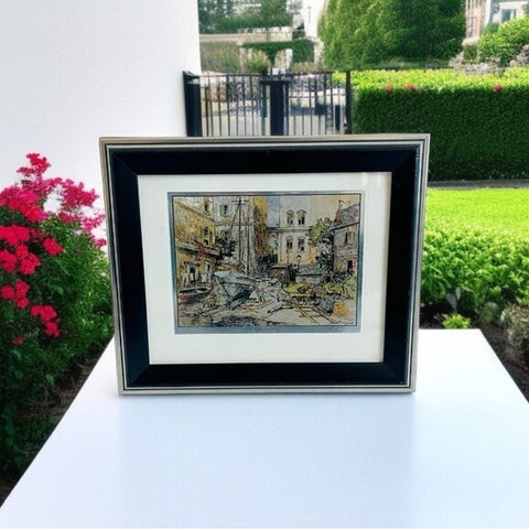 Vintage Lionel Barrymore Foil Color Etch SEAWORTHY Print Black Frame 12.5"x10.5"